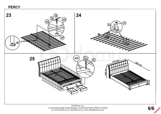 Кровать HALMAR PERCY 160 серая, фото 8