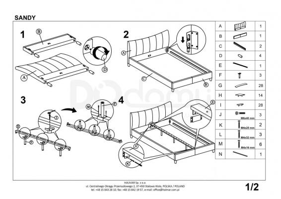 Ліжко HALMAR SANDY бежеве, фото 2