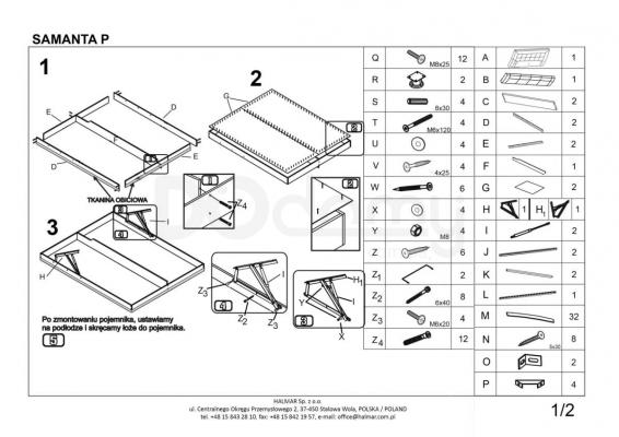 Кровать HALMAR SAMANTA P бело-черная, фото 2