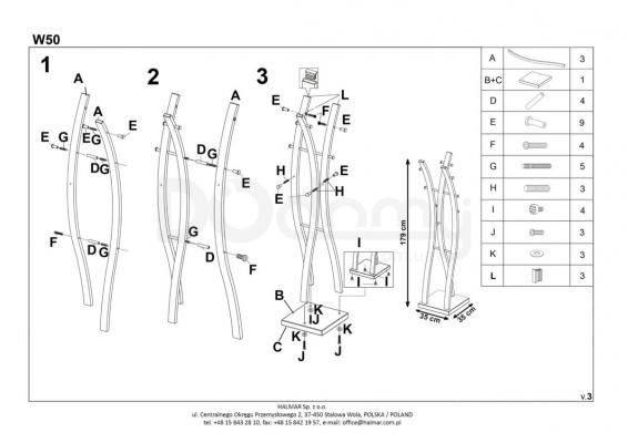 Вішалка HALMAR W50 чорна, фото 2