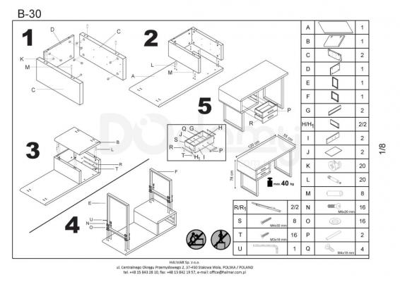 Стіл письмовий HALMAR B-30, фото 2