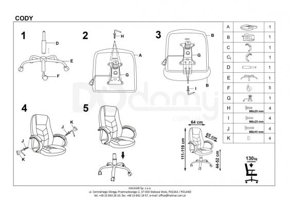Офісний стілець HALMAR Cody чорний, фото 2