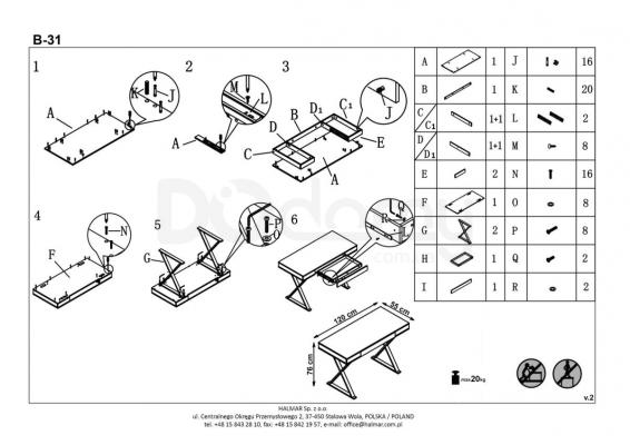 Стол письменный HALMAR B-31, фото 2