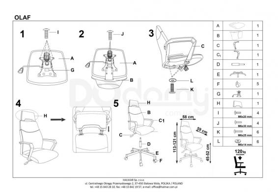 Кресло офисное HALMAR Olaf серо-черный, фото 2