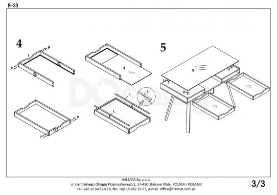 Стіл письмовий HALMAR B-33, фото 4