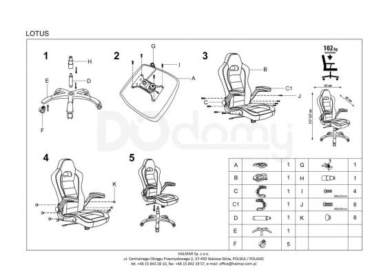 Кресло офисное HALMAR Lotus черно-красное, фото 2