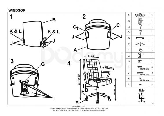 Офісний стілець HALMAR Windsor чорний, фото 2