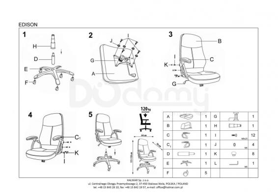 Кресло офисное HALMAR Edison черное, фото 2