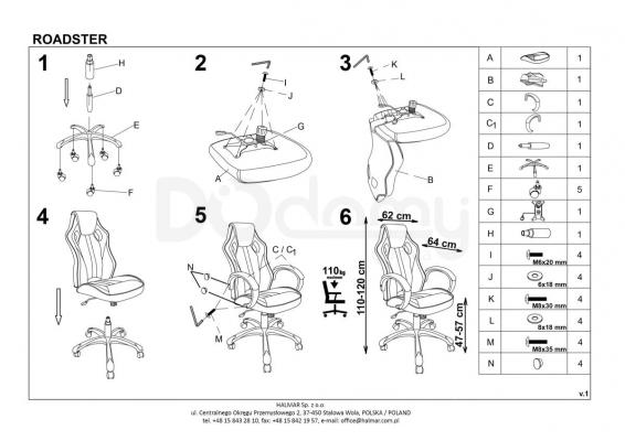 Офісний стілець HALMAR Roadster, фото 2