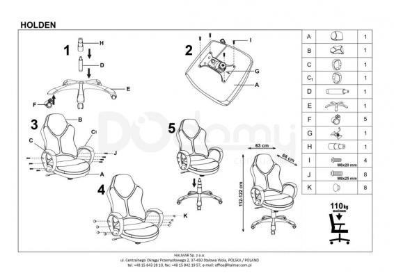 Кресло офисное HALMAR Holden, фото 2