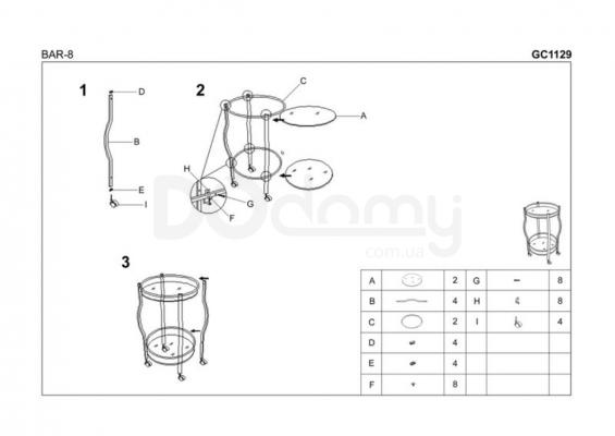 Барний HALMAR Столик Bar-8 чорний, фото 2