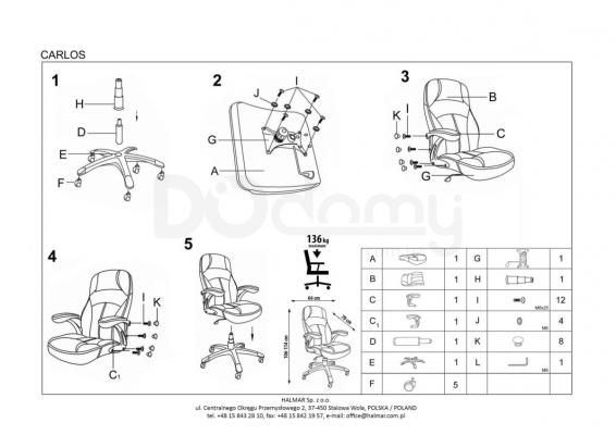 Офісний стілець HALMAR Carlos чорний, фото 2