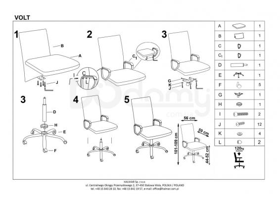 Кресло офисное HALMAR Volt черно - зеленый, фото 2