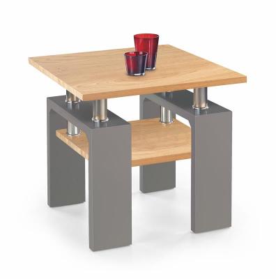 Журнальний стіл HALMAR DIANA H MDF KWADRAT Золотий дуб / Сірий, фото 1