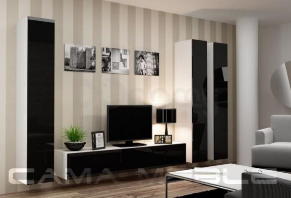 Стенка CAMA VIGO 1 Белый/Черный глянец, фото 1