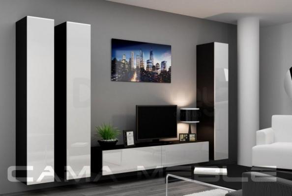 Стенка CAMA VIGO 1 Черный/Белый глянец, фото 1