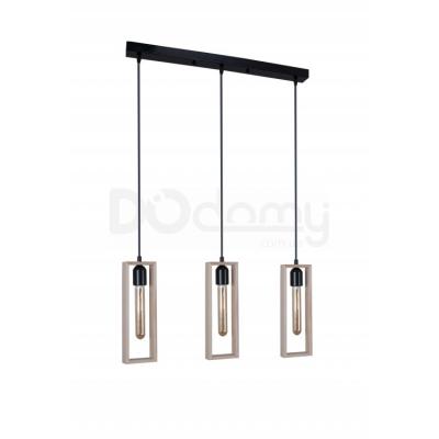 Люстра Melbi Marco 3L black/natur beech, 3xE27, фото 1