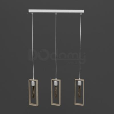 Люстра Melbi Marco 3L white/natur beech, 3xE27, фото 1