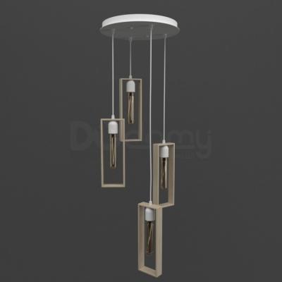 Люстра Melbi Marco 4R white/natur beech, 3xE27, фото 1