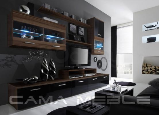 Стенка CAMA LOGO II Слива / Черный глянец, фото 1