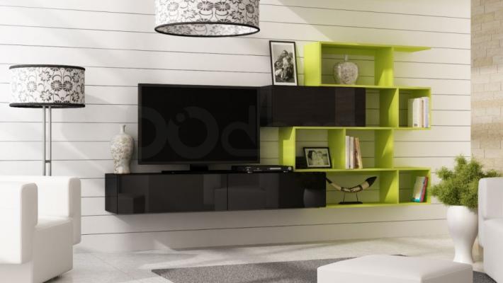 Стінка CAMA VIGO 16 чорний/Лимоний матовий, фото 1