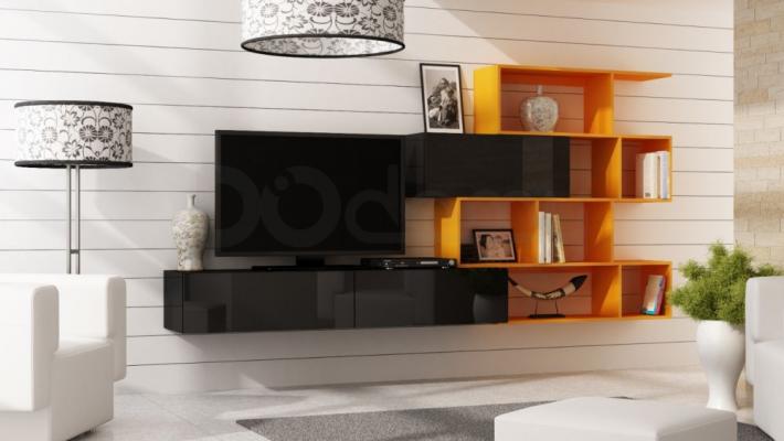 Стінка CAMA VIGO 16 чорний/Помаранчевий матовий, фото 1