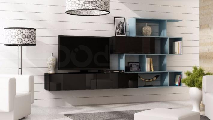 Стінка CAMA VIGO 16 чорний/Небесний матовий, фото 1