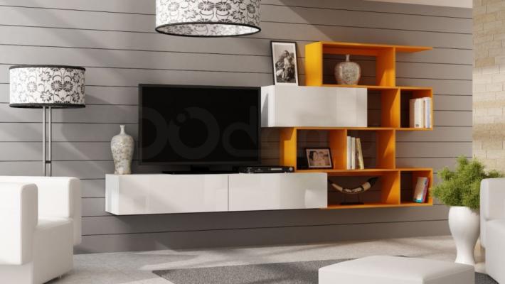 Стінка CAMA VIGO 16 білий/Помаранчевий матовий, фото 1