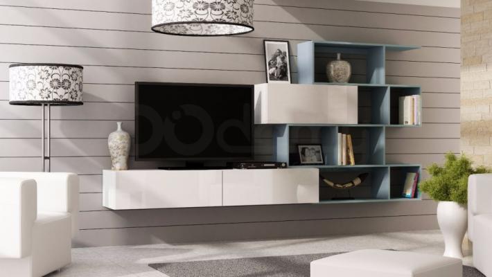 Стінка CAMA VIGO 16 білий/Світло голубий матовий, фото 1