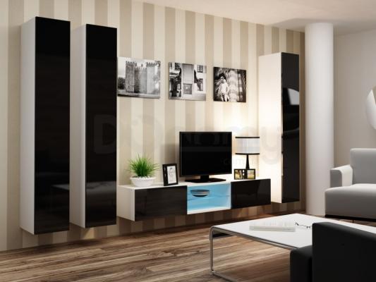 Стенка CAMA VIGO 18 Белый/Черный глянец, фото 1