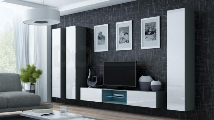 Стенка CAMA VIGO 18 Серый/Белый глянец, фото 1