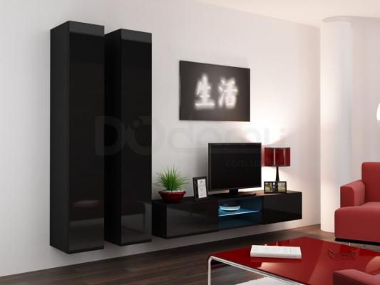 Стінка CAMA VIGO 19 чорний/чорний глянець, фото 1