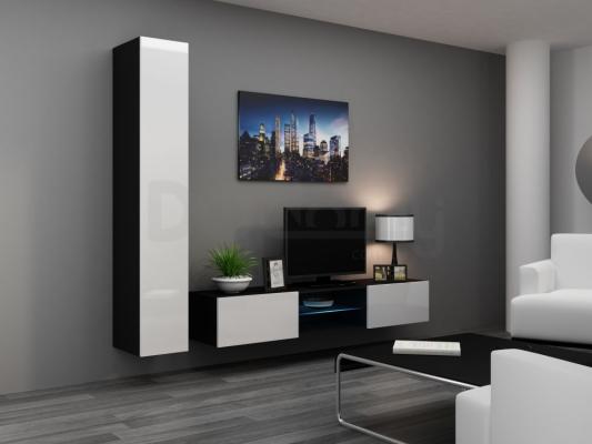 Стенка CAMA VIGO 21 Чорний/Белый глянец, фото 1