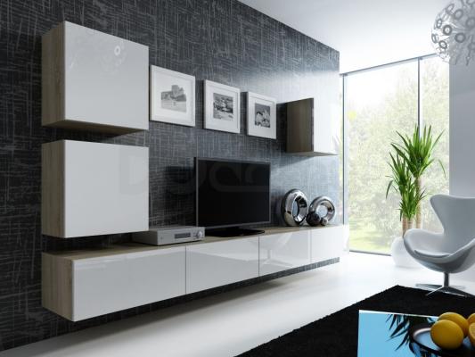 Стенка CAMA VIGO 22 Дуб сонома/Белый глянец, фото 1