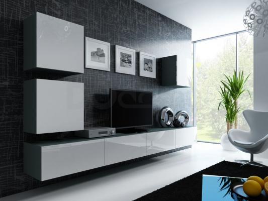 Стенка CAMA VIGO 22 Серый/Белый глянец, фото 1