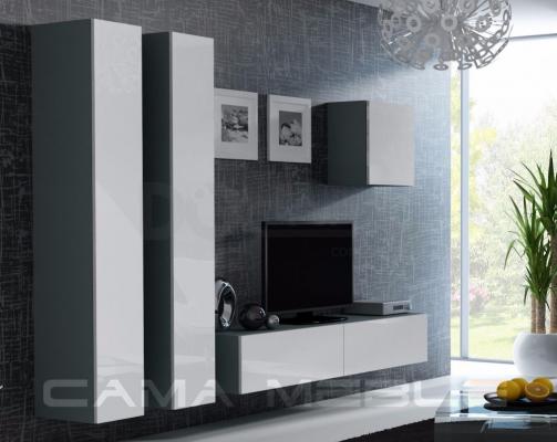 Стенка CAMA VIGO 25 Серый/Белый глянец, фото 1