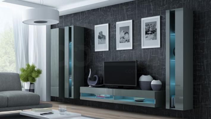 Стенка CAMA VIGO NEW 6 Серый/Серый глянец, фото 1