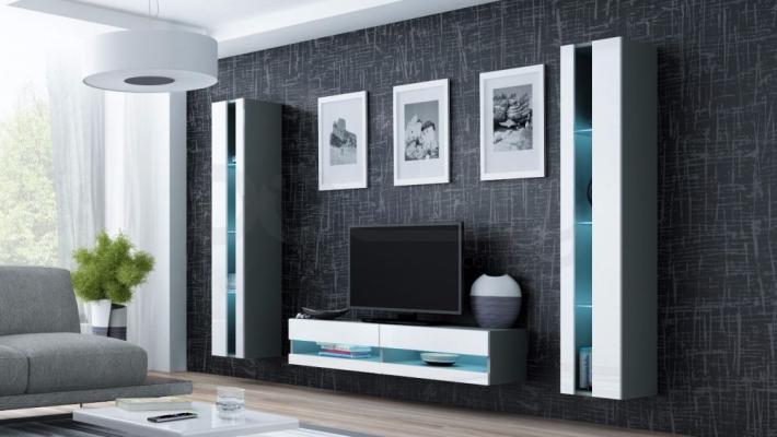 Стенка CAMA VIGO NEW 12 Серый/Белый глянец, фото 1