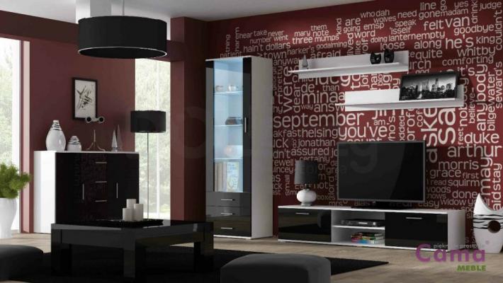 Стінка CAMA SOHO 2 білий/чорний глянець, фото 1