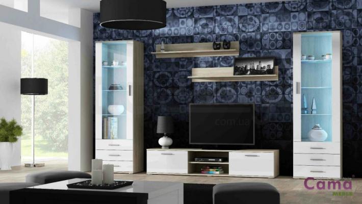 Стінка CAMA SOHO 4 дуб сонома/білий глянець, фото 1