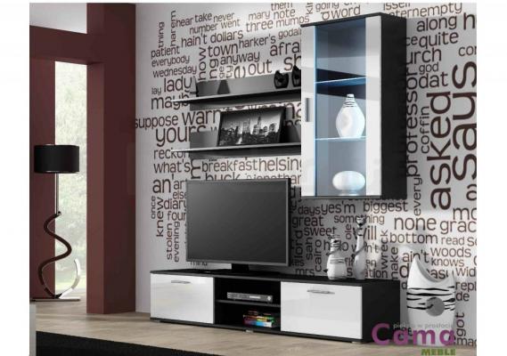 Стінка CAMA SOHO 5 чорний/білий глянець, фото 1