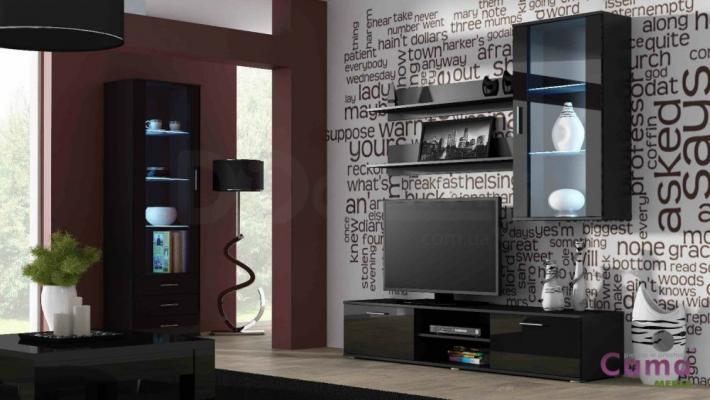 Стенка CAMA SOHO 6 Черный/Черный глянец, фото 1