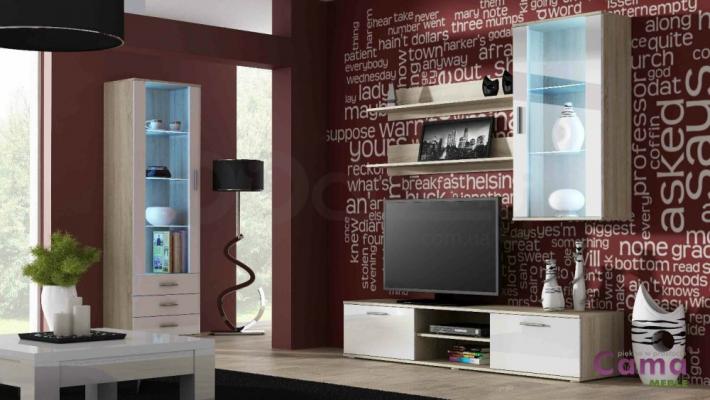 Стенка CAMA SOHO 6 Дуб сонома/Белый глянец, фото 1