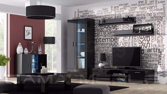 Стінка CAMA SOHO 9 чорний/чорний глянець, фото 1