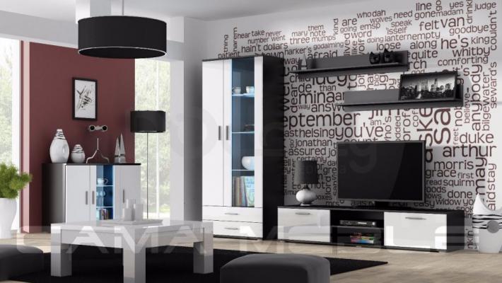 Стінка CAMA SOHO 9 чорний/білий глянець, фото 1