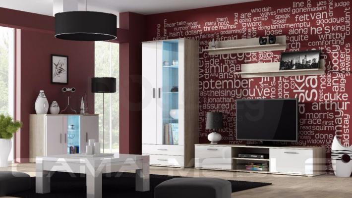 Стінка CAMA SOHO 9 дуб сонома/білий глянець, фото 1