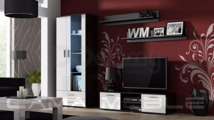 Стінка CAMA SOHO 11 чорний/білий глянець, фото 1