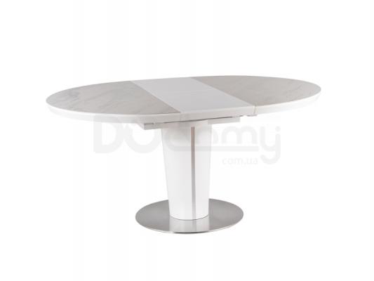 Стіл SIGNAL Orbit Ceramic 120(160)x120 білий мрамор/білий мат, фото 1