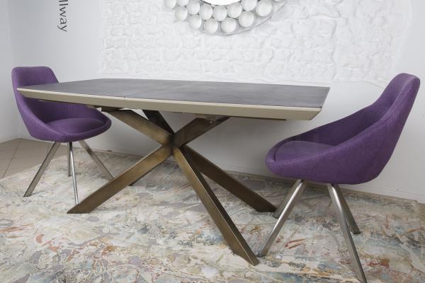 Стол Nicolas Portland HT2395 160 мокко/баклажан/олово стеклокерамика, фото 6