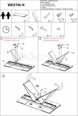 Стол Signal Westin III Ceramic 160(240)X90 Белый /Черный матовый, фото 2